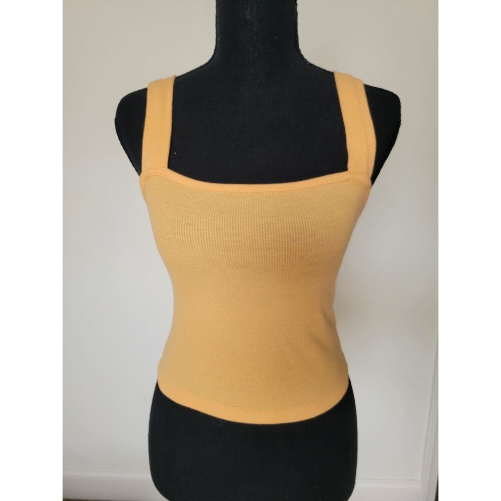 American Eagle Outfitters Square-Neck Cropped Tank in Mustard Yellow 90s Size M